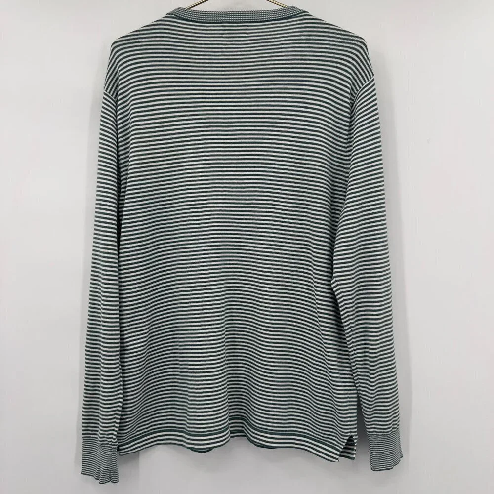 J.Crew Women’s Green & White Striped Cotton Crewneck Sweater Size L